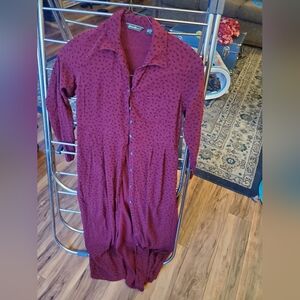 Floral dark red vintage maxi dress